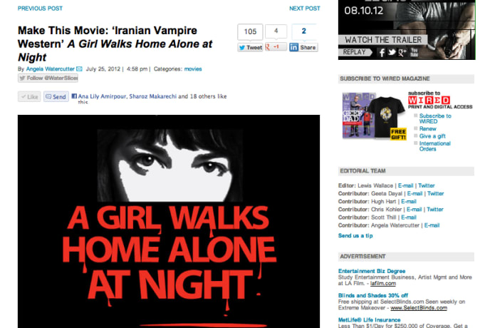 A GIRL WALKS HOME ALONE AT NIGHT feature film Indiegogo