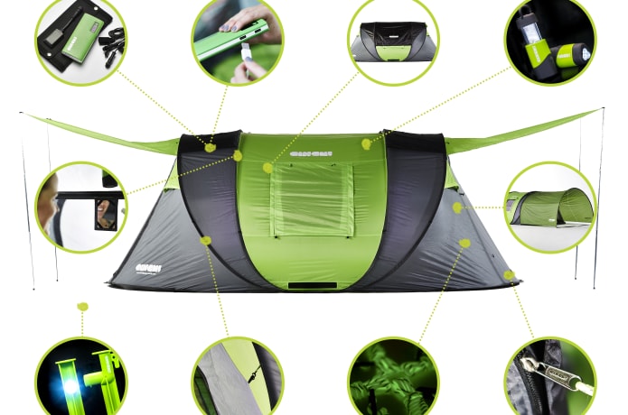 Cinch Ultimate pop up tent with solar power LED Indiegogo