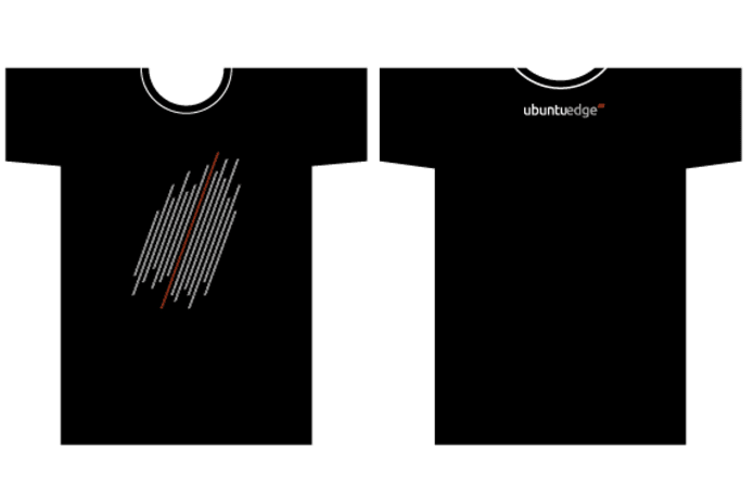 Show off your support with this stylish Ubuntu Edge T-shirt. On the front is the Edge dot pattern, while the back has the Ubuntu Edge logo.