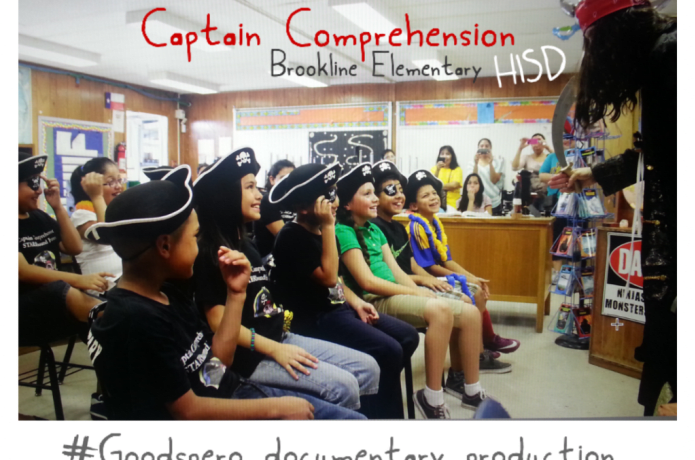 Goodspero production of documentary film about education. We visited Brookline Elementary School at HISD (Houston Independent School District) where we filmed Ted Wills' class. He transformed his ESL classroom into a pirate's deck and had kids singing songs to learn to enunciate their words. :)