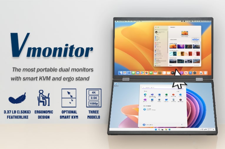 Vmonitor - Ultimate Dual 4K Monitor with Smart KVM