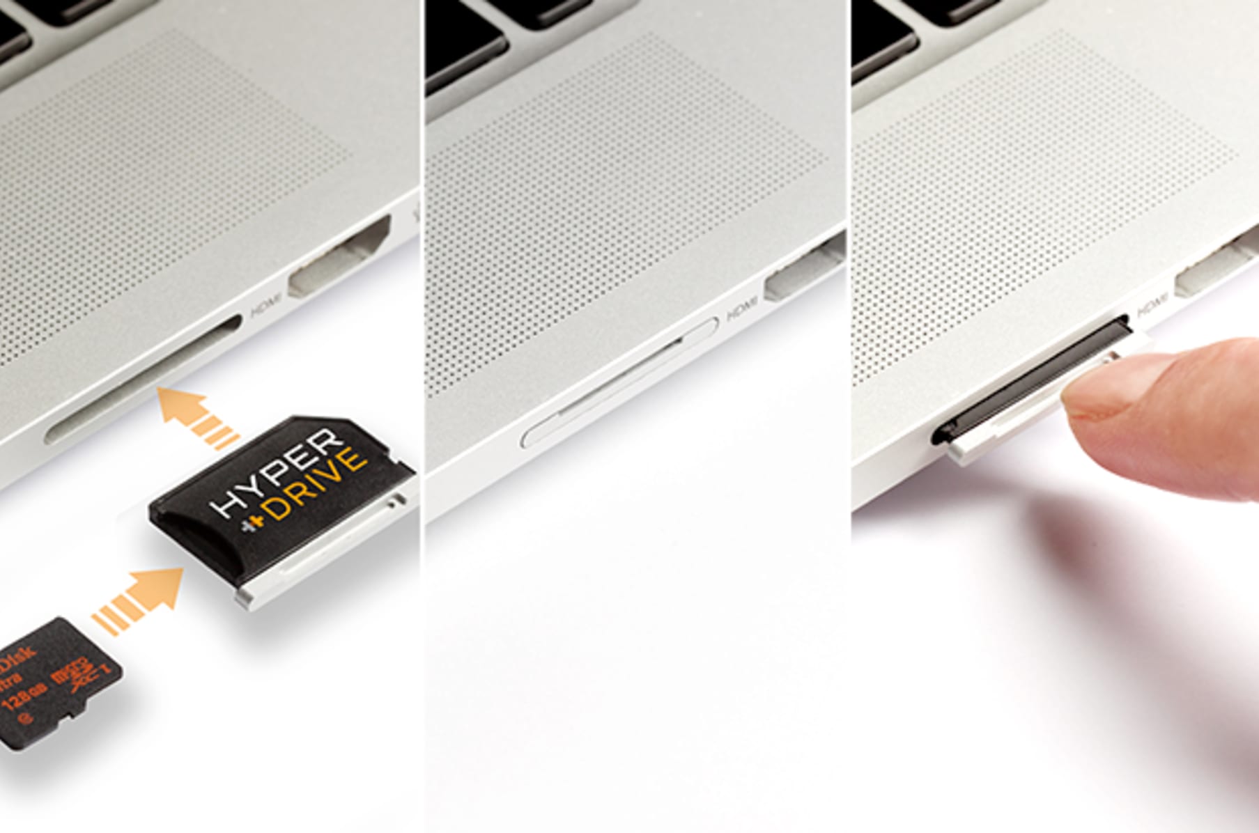 MiniDrive Nifty Air Micro SD Card Adaptor up to 200GB Storage Expansion for MacBook Air 13 Silver