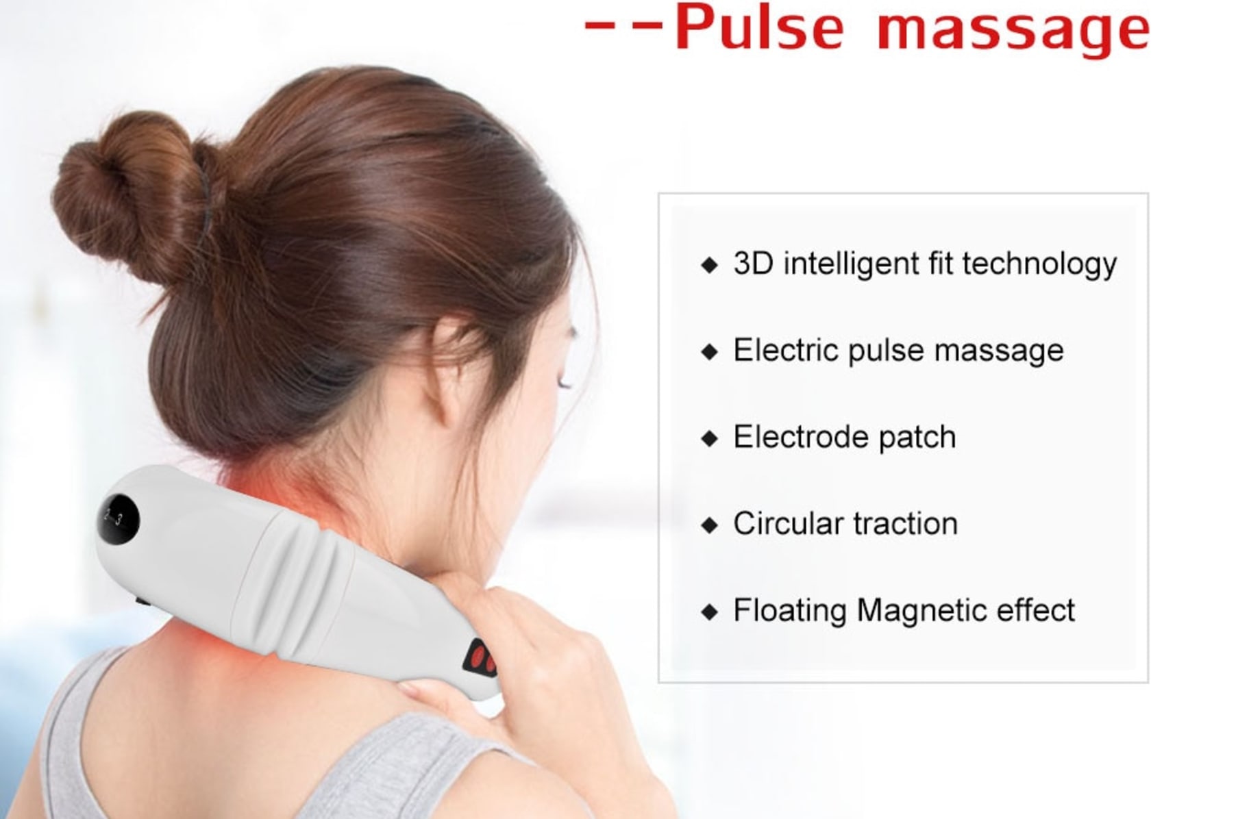 Electric Pulse Neck Massager with Heat for Pain Relief FSA or HSA Eligible  4 Modes 15 Intensities Therapy Deep Tissue Trigger Point Intelligent