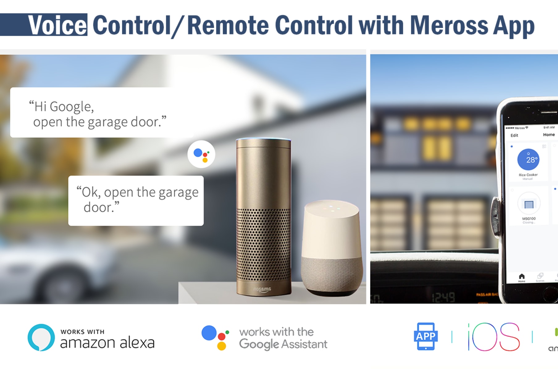 Meross garage door opener google home sale