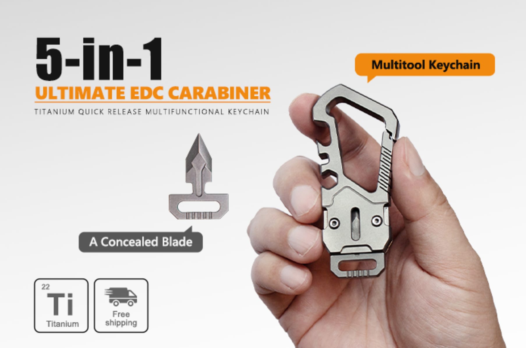 TI-EDC Titanium Mini Quick Release Keychain Carabiner Snap Hook and Ke