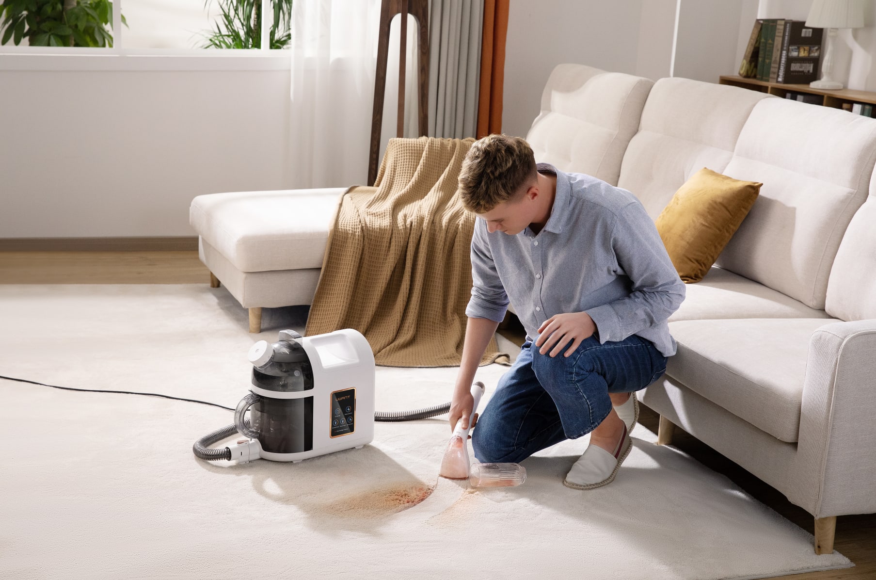 UWANT Portable Carpet & Upholstery Cleaner Machine, 12Kpa Strong Suction  Smal