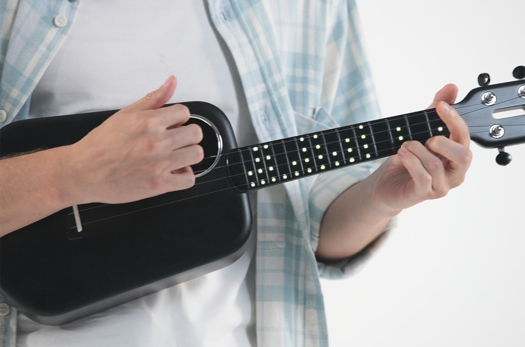 PopuMusic Populele 2 Compact and Portable Smart Ukulele Carbon Fiber  Edition for Beginners, Experts, Kids and Adults