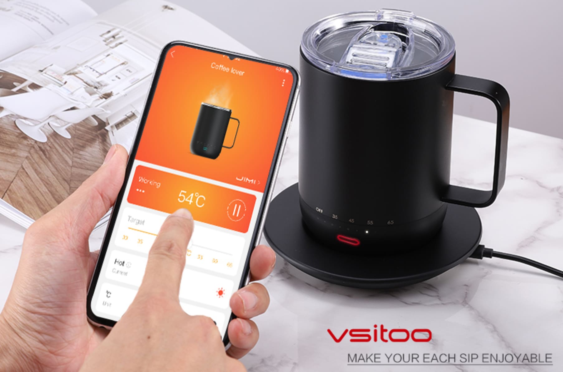 VSITOO Temperature Control Smart Mug 2 - Keep Your Coffee Hot All