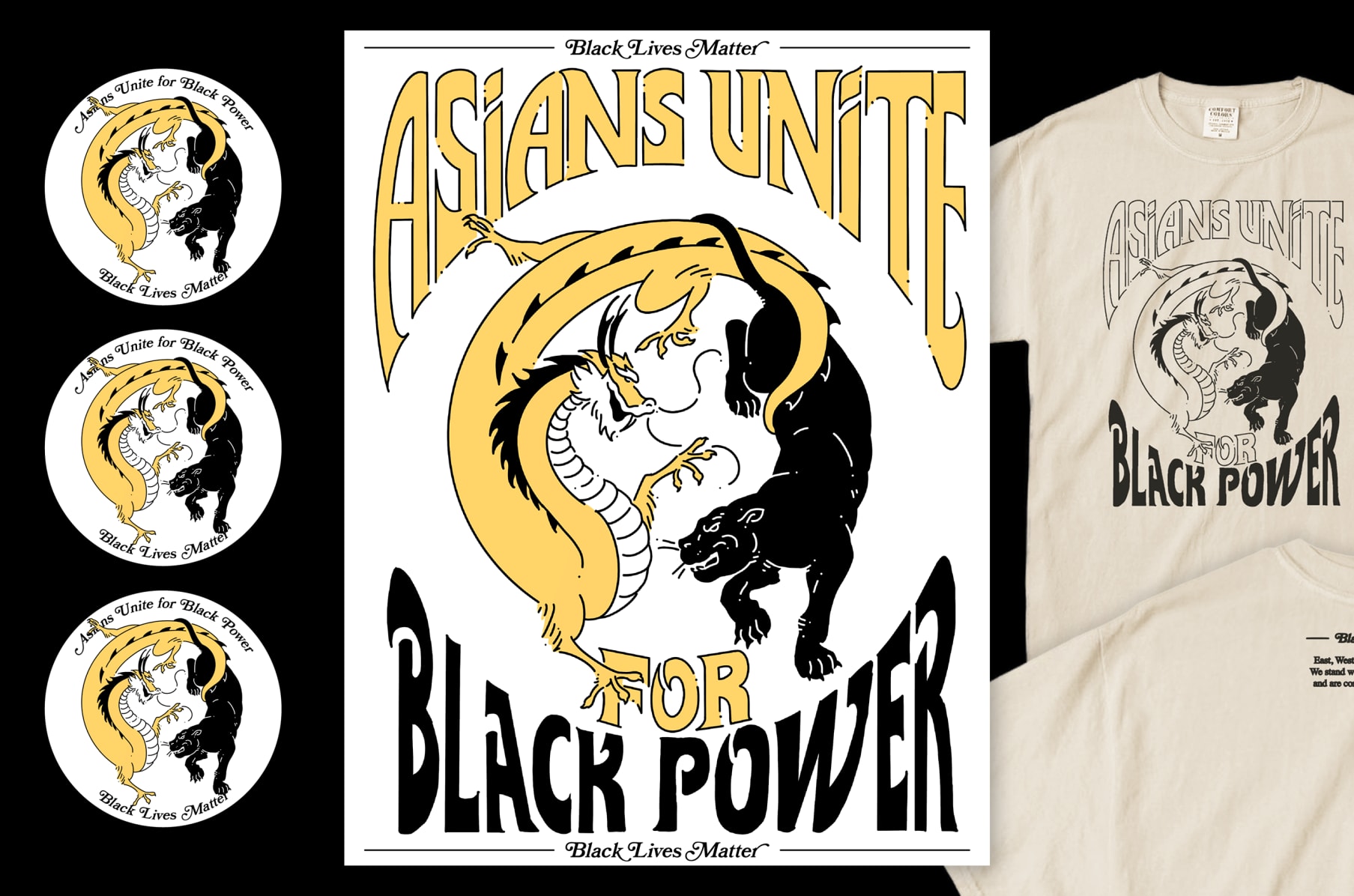Yellow peril black power shirt clearance