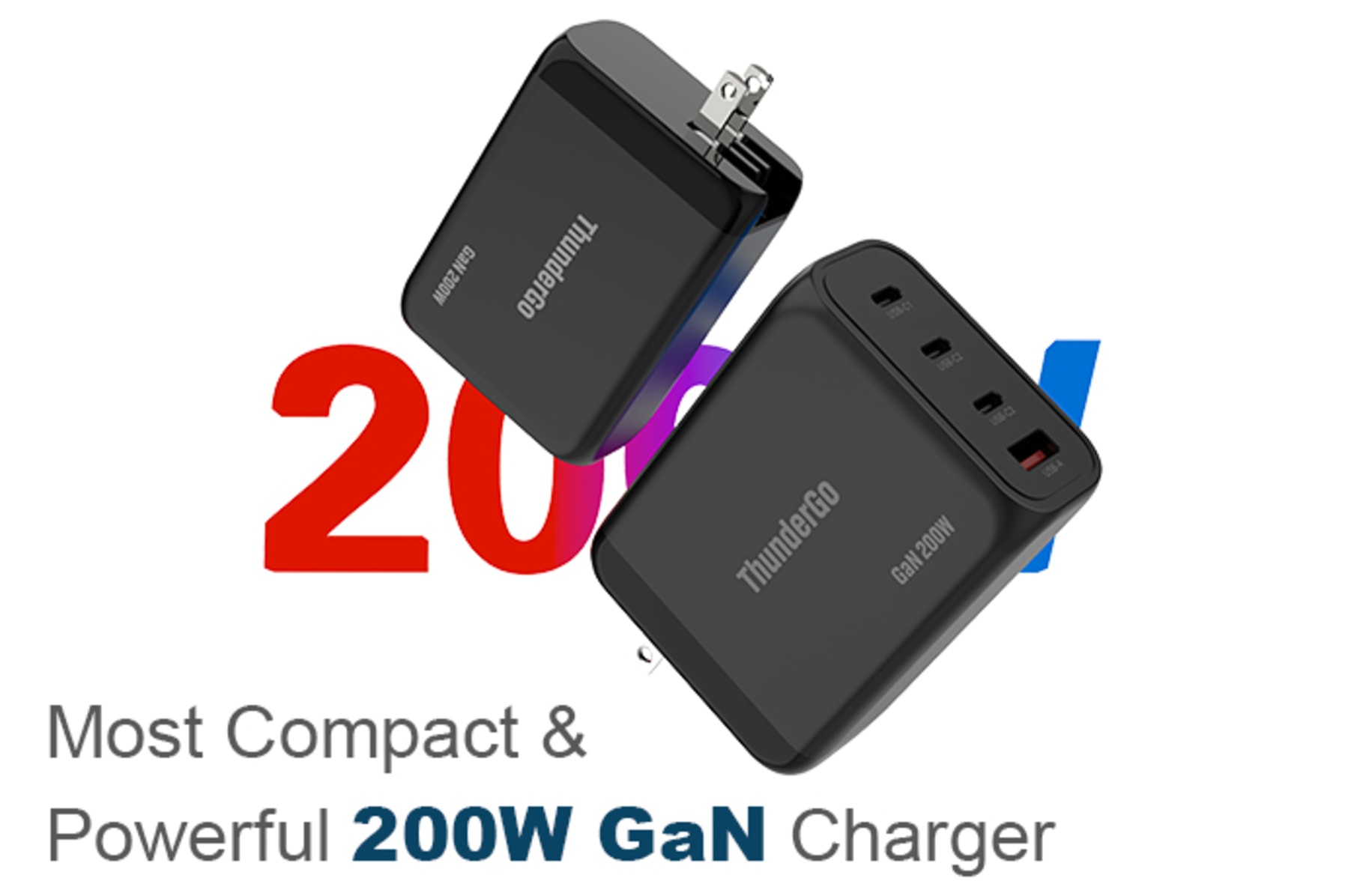ThunderGo:Most Compact & Powerful 200W GaN Charger