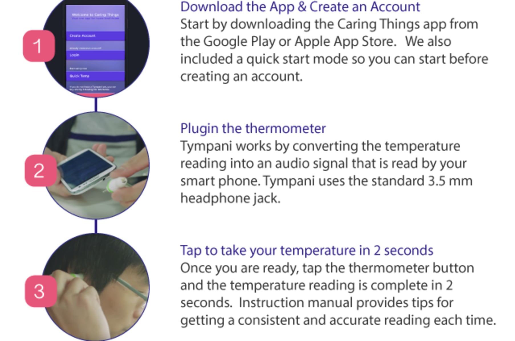 Thermometer with voice and audio signals