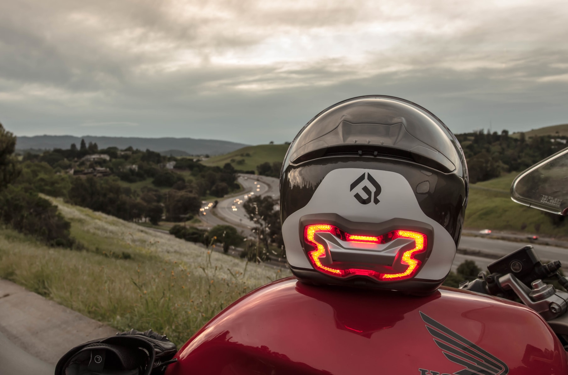 bike helmet with brake light