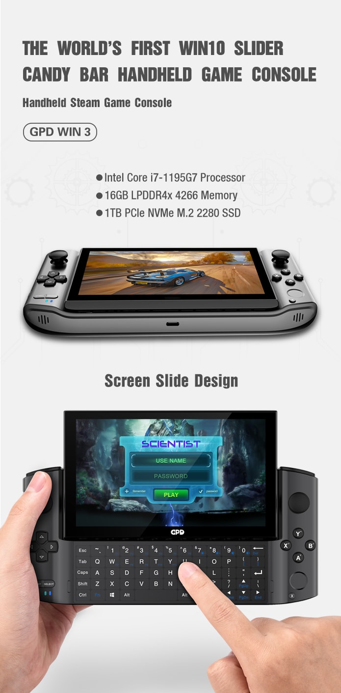 GPD WIN3:The world's 1st handheld AAA game console | Indiegogo