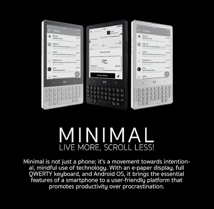 The Minimal Phone: First E-Ink QWERTY Phone | Indiegogo